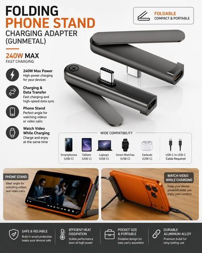 Foldable Phone Stand Adapter | محول شحن وحامل هاتف قابل للطي